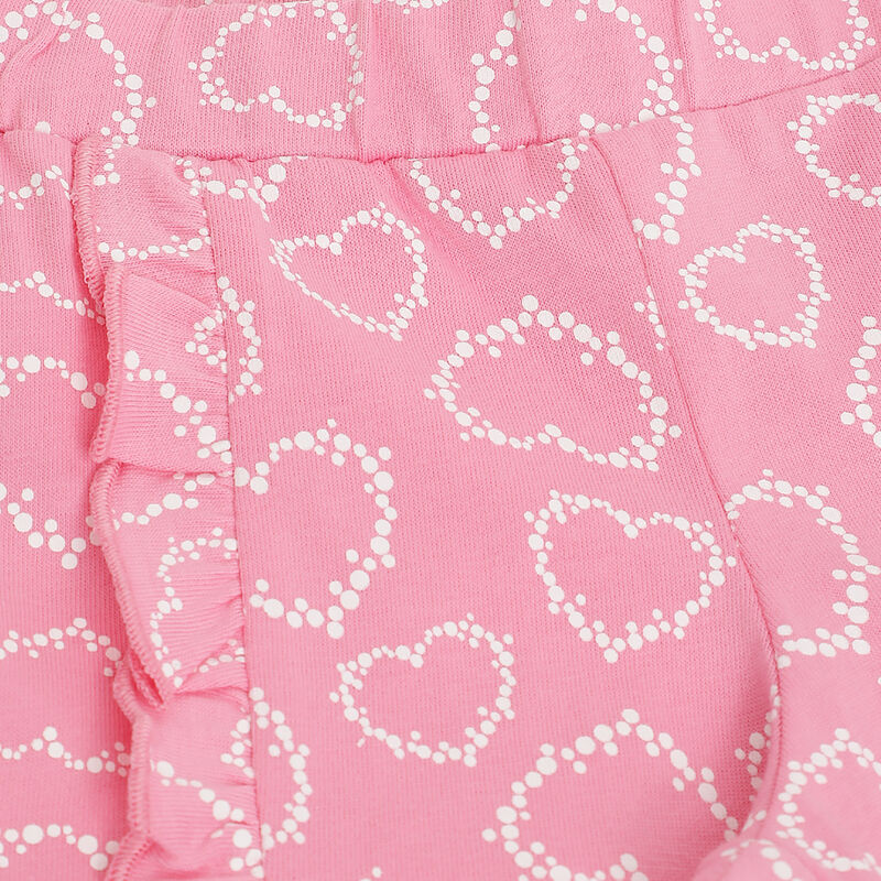 Girls White and Pink Printed Outfit with Short Pants image number 6